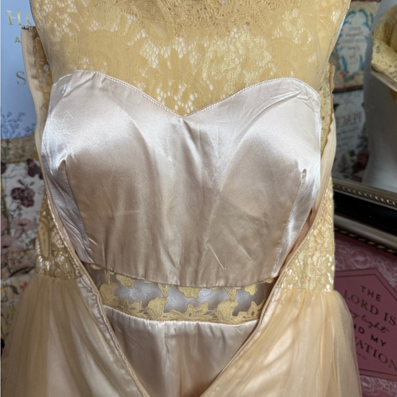 Chic Gold Lace Midi Dress - Picture 10 of 12